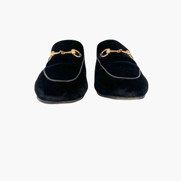 Gucci Princetown Black Velvet Fur Lined Horsebit Mules Size 38.5 US 8.5 Women's - Picture 5 of 15